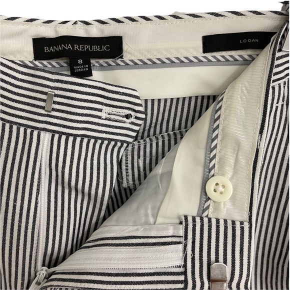 NWOT BANANA REPUBLIC Logan Pants Stripe Linen Blend Color Gray/White Work Size 8 - Picture 8 of 10